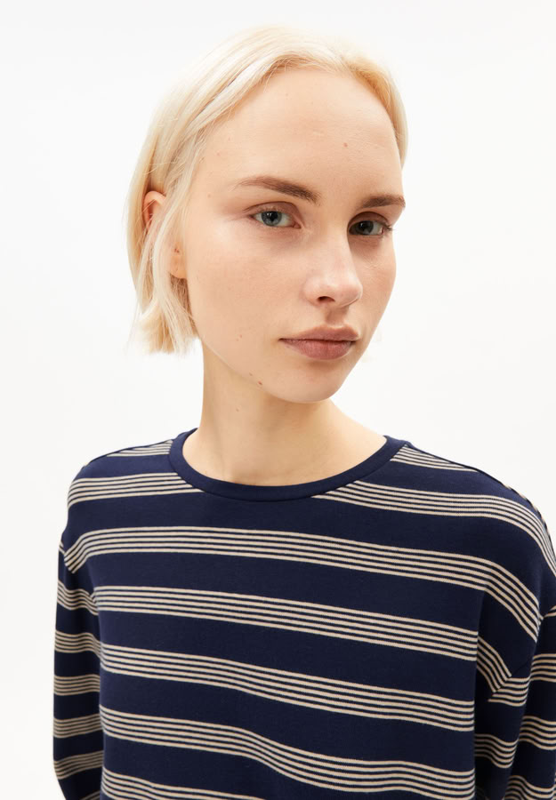 Longsleeve Marynaa Fine Stripe tinted navy-golden hay von Armedangels Longsleeve Marynaa Fine Stripe tinted navy-golden hay von Armedangels