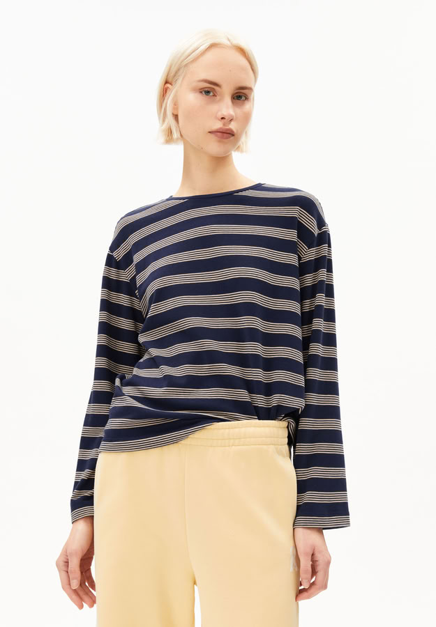 Longsleeve Marynaa Fine Stripe tinted navy-golden hay von Armedangels Longsleeve Marynaa Fine Stripe tinted navy-golden hay von Armedangels