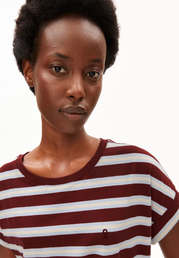 T-Shirt Idaara Stripe velvet red-soft blue-undyed von Armedangels T-Shirt Idaara Stripe velvet red-soft blue-undyed von Armedangels