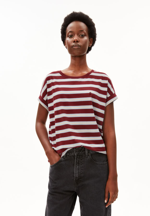 T-Shirt Idaara Stripe velvet red-soft blue-undyed von Armedangels T-Shirt Idaara Stripe velvet red-soft blue-undyed von Armedangels