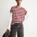 T-Shirt Idaara Stripe velvet red-soft blue-undyed von Armedangels T-Shirt Idaara Stripe velvet red-soft blue-undyed von Armedangels