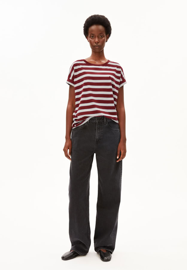 T-Shirt Idaara Stripe velvet red-soft blue-undyed von Armedangels T-Shirt Idaara Stripe velvet red-soft blue-undyed von Armedangels