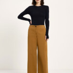 Hose mit weitem Bein bronze brown von Lanius
