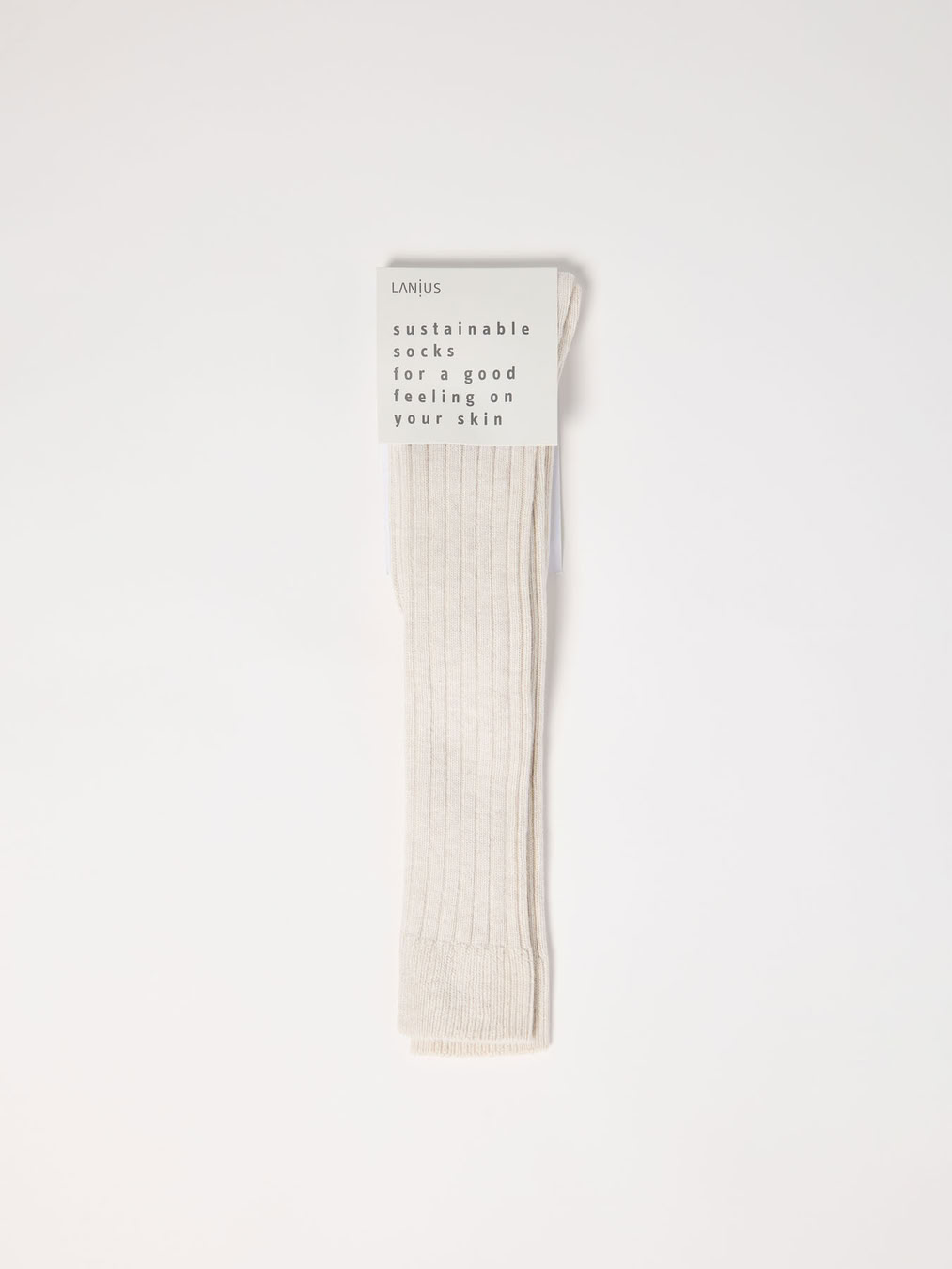 Kniestrümpfe mit Rippe off white melange von Lanius
