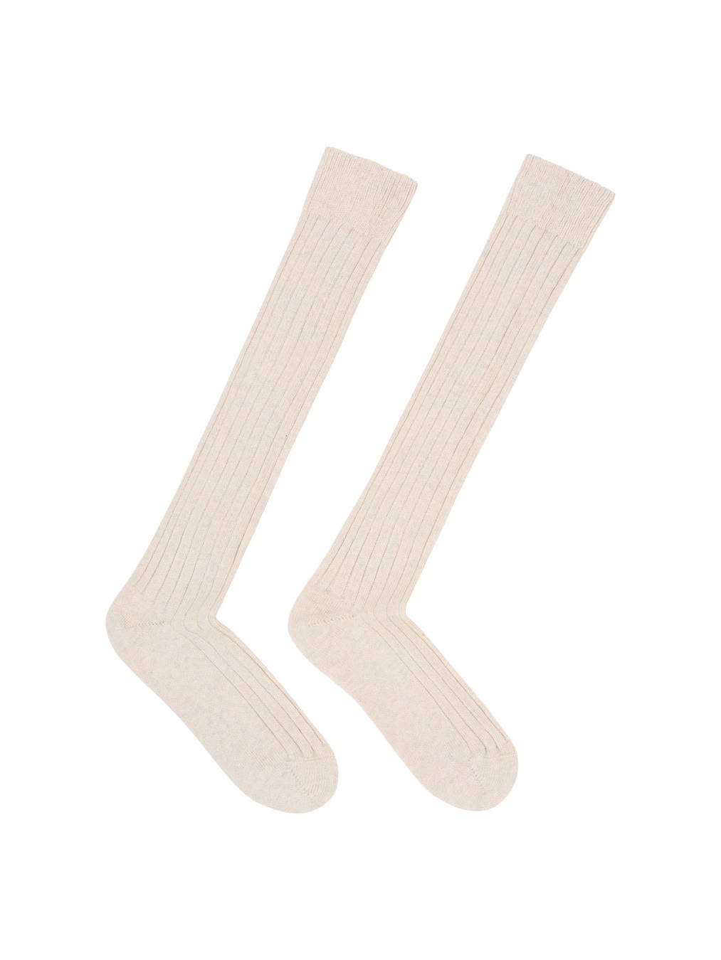 Kniestrümpfe mit Rippe off white melange von Lanius