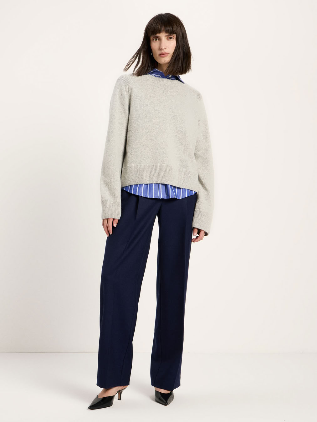 Pullover Cropped grey mel. von Lanius