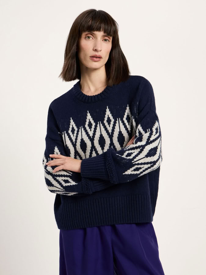 Pullover Norweger midnight/ grey mel. von Lanius