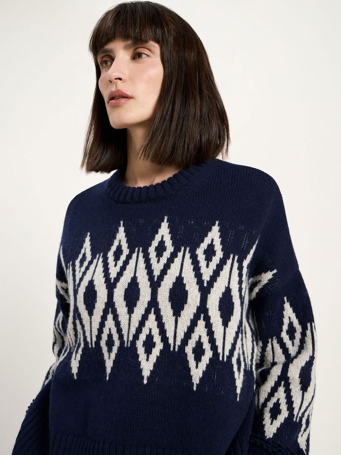 Pullover Norweger midnight/ grey mel. von Lanius