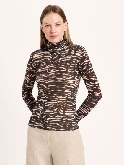 Rollkragenshirt print animal stripes rose von Lanius