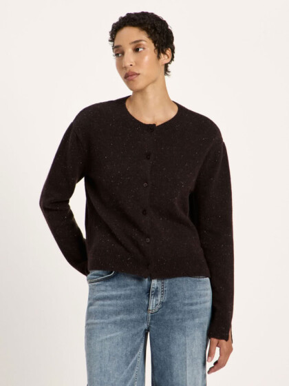 Strickjacke Boxy bitter chocolate tweed von Lanius