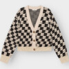 Cardigan Kanan Pepita Cats oat white von Dedicated.