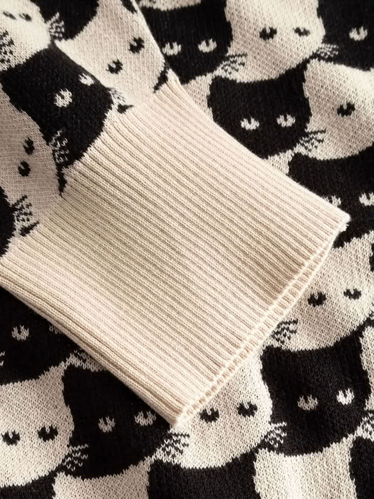 Cardigan Kanan Pepita Cats oat white von Dedicated. Cardigan Kanan Pepita Cats oat white von Dedicated.