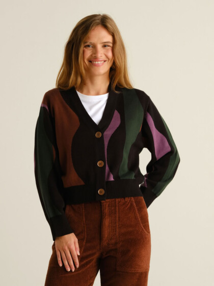 Cardigan Kanan Wavy Stripe multi color von Dedicated.