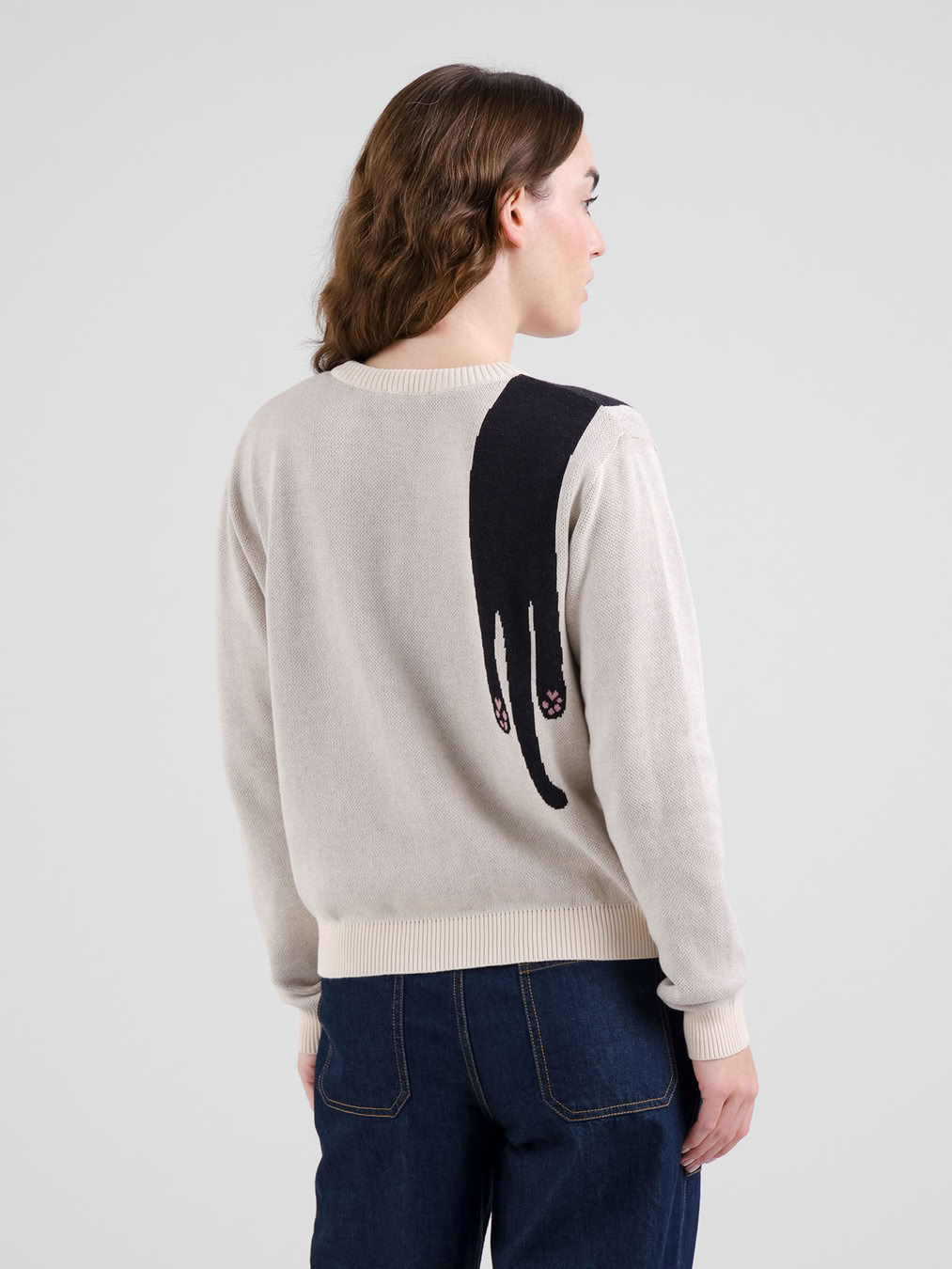 Pullover Arendal Long Cat vanilla white von Dedicated.