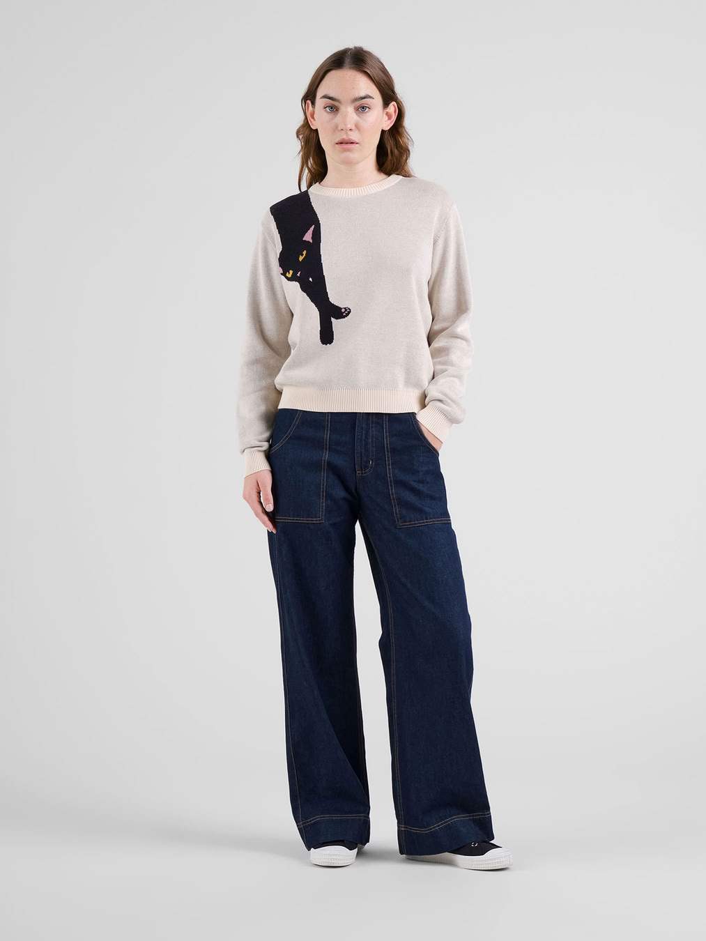Pullover Arendal Long Cat vanilla white von Dedicated.