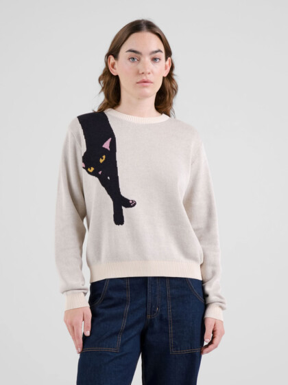 Pullover Arendal Long Cat vanilla white von Dedicated.