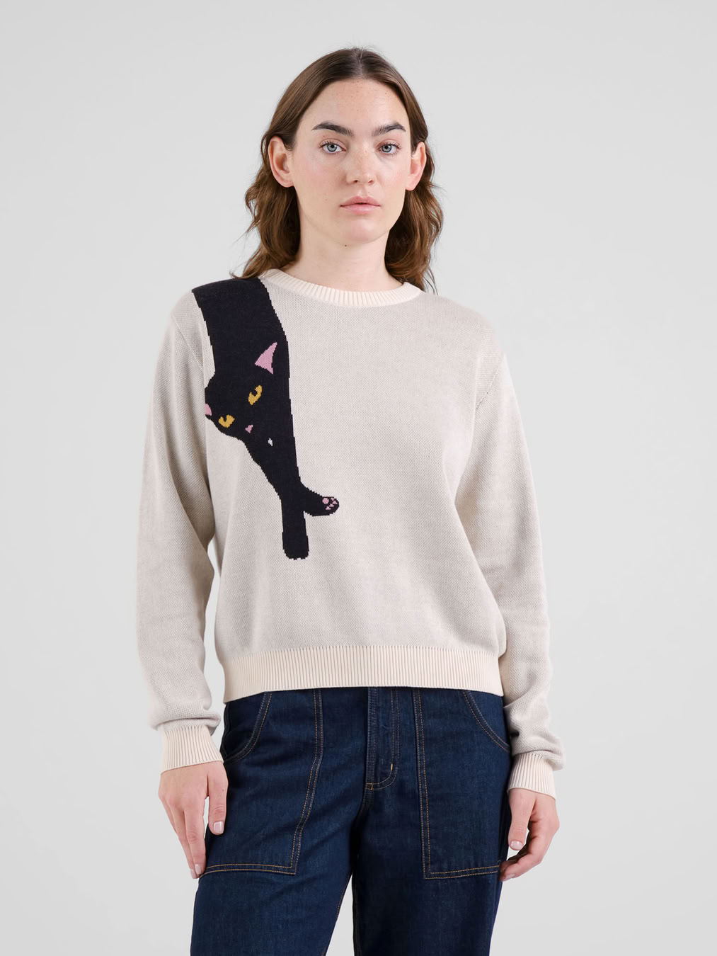 Pullover Arendal Long Cat vanilla white von Dedicated.