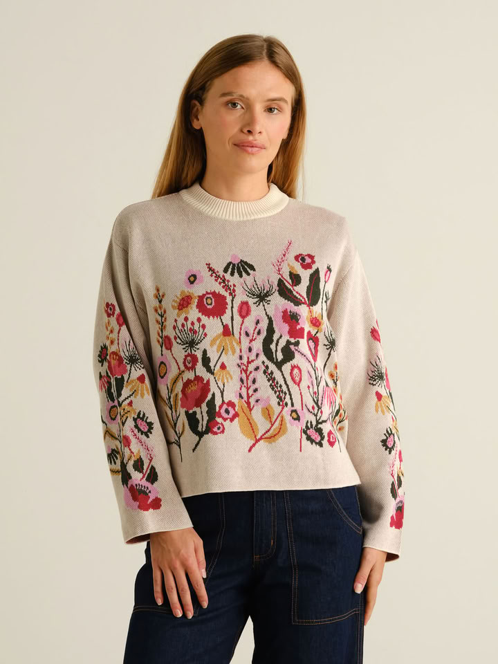 Pullover Limhamn Folk Flower vanilla white von Dedicated. Pullover Limhamn Folk Flower vanilla white von Dedicated.