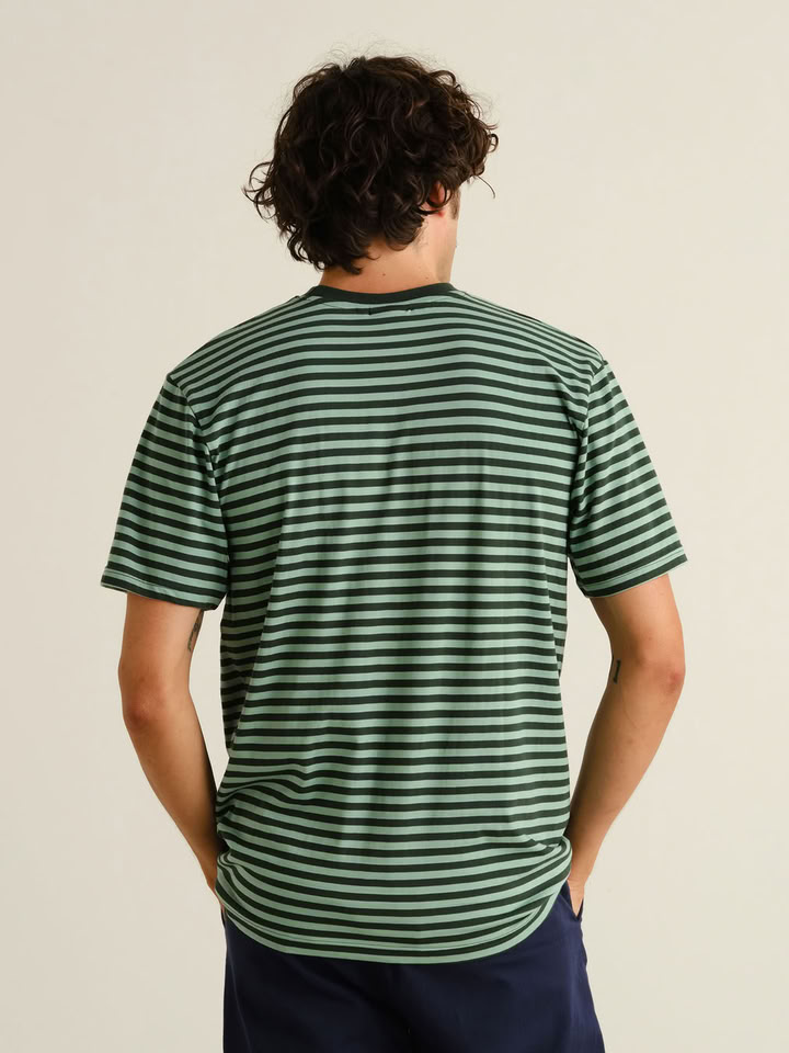 T-shirt Stockholm Stripes dark green/granite green von Dedicated.