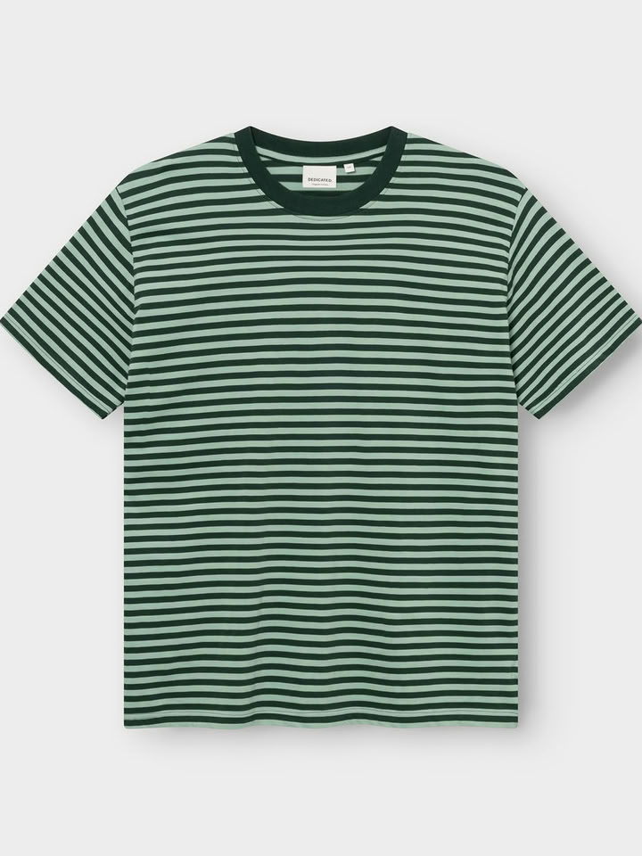 T-shirt Stockholm Stripes dark green/granite green von Dedicated.