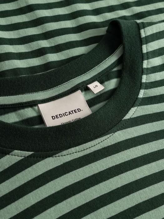 T-shirt Stockholm Stripes dark green/granite green von Dedicated.