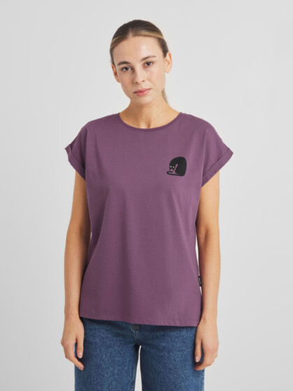 T-shirt Visby Curious Cat berry purple von Dedicated.