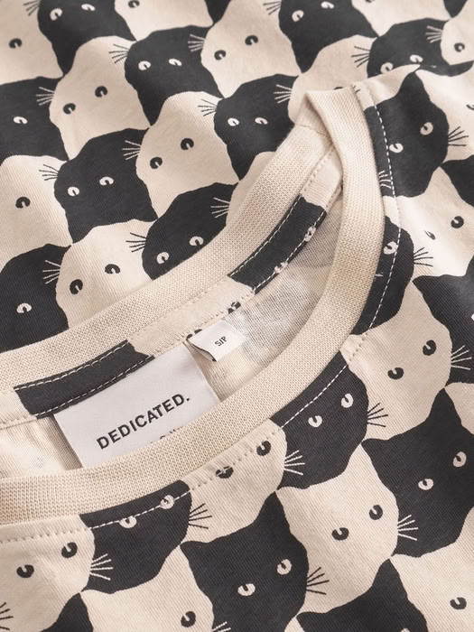 T-shirt Visby Pepita Cats oat white von Dedicated.
