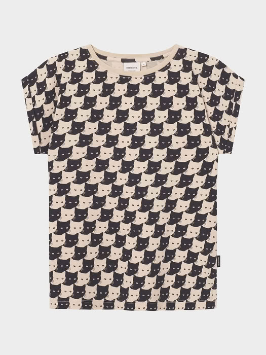 T-shirt Visby Pepita Cats oat white von Dedicated.