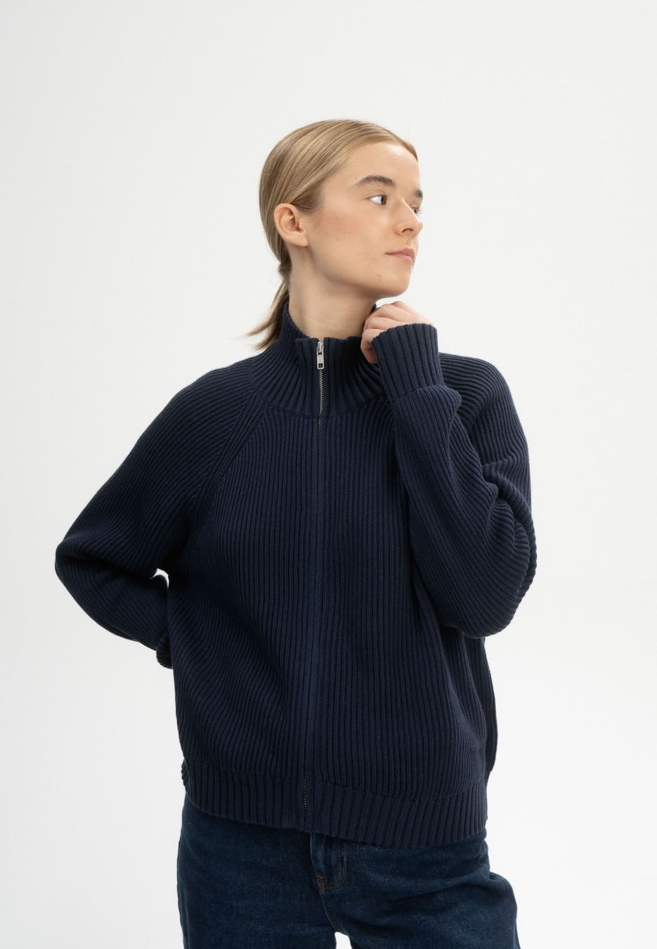 Jacke Rippstrick Kamuka navy von MELAWEAR Jacke Rippstrick Kamuka navy von MELAWEAR