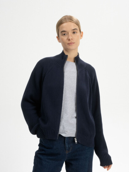 Jacke Rippstrick Kamuka navy von MELAWEAR