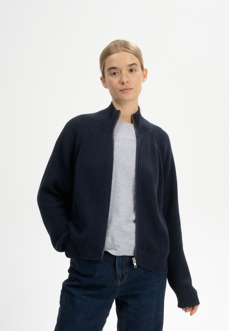 Jacke Rippstrick Kamuka navy von MELAWEAR Jacke Rippstrick Kamuka navy von MELAWEAR