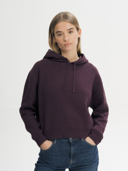 Kapuzenpullover Strick Janisha elderberry melange von MELAWEAR