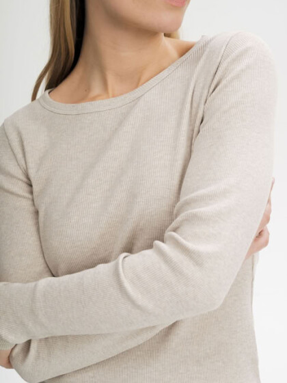 Longsleeve Ripp Mehar kiesel melange von MELAWEAR
