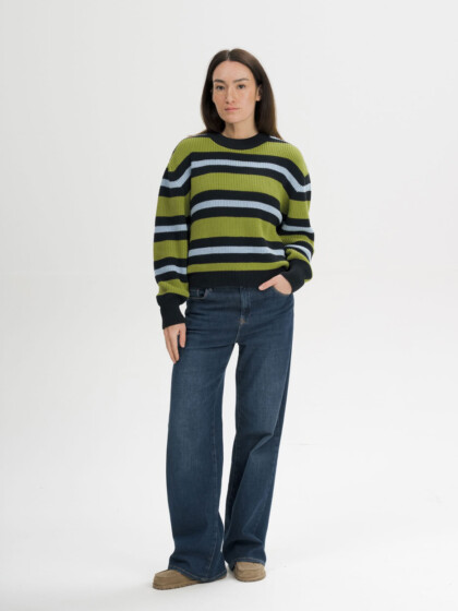 Pullover Rippstrick Adah Stripes seaweed gestreift von MELAWEAR
