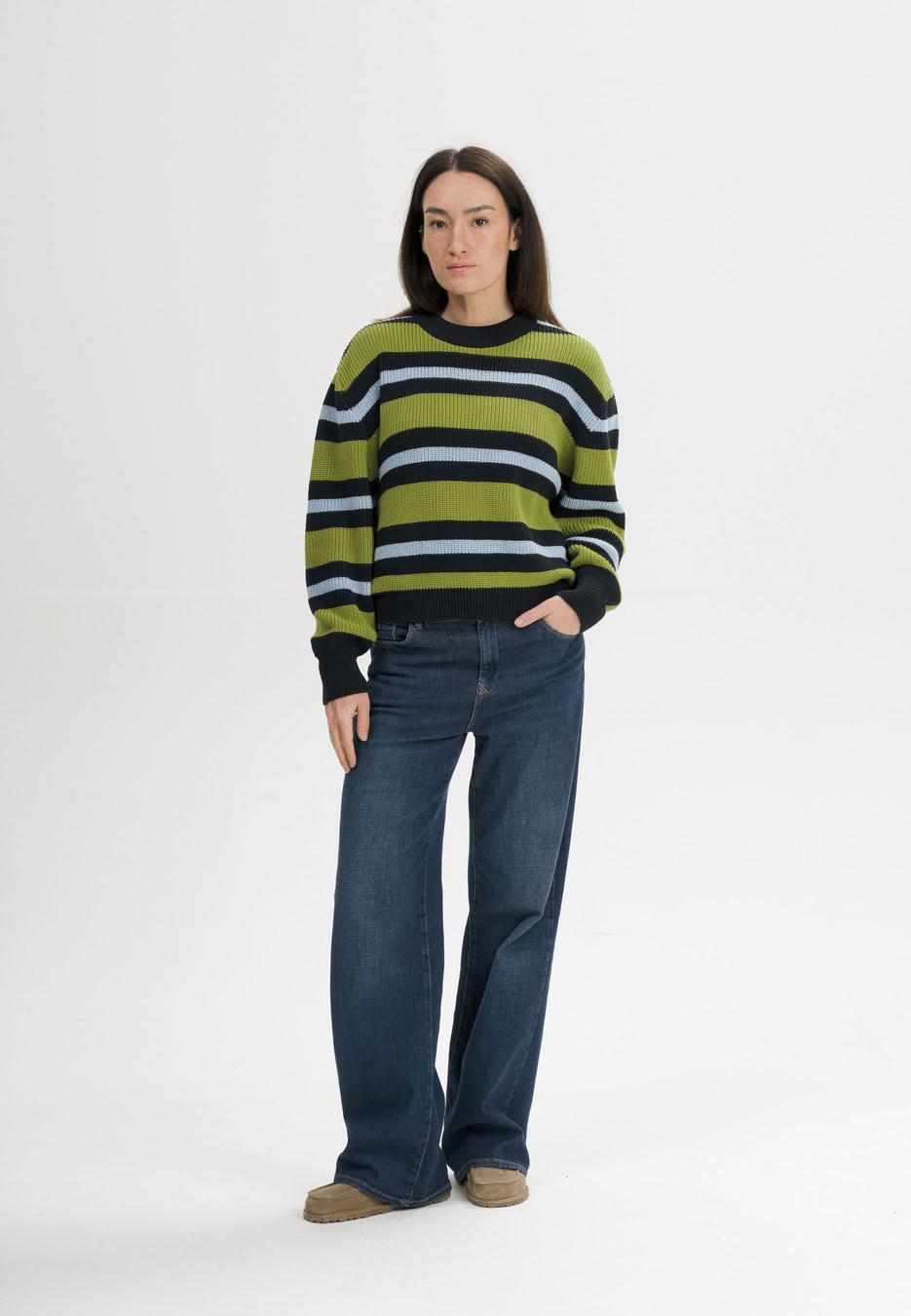 Pullover Rippstrick Adah Stripes seaweed gestreift von MELAWEAR Pullover Rippstrick Adah Stripes seaweed gestreift von MELAWEAR