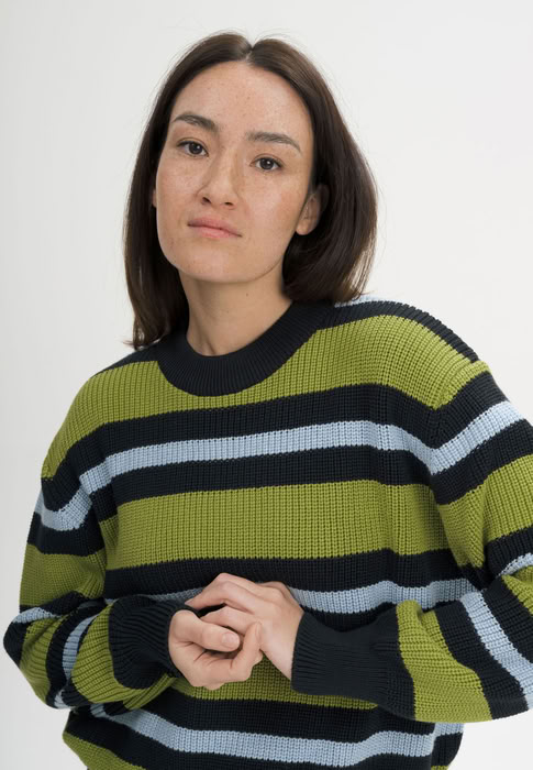 Pullover Rippstrick Adah Stripes seaweed gestreift von MELAWEAR Pullover Rippstrick Adah Stripes seaweed gestreift von MELAWEAR