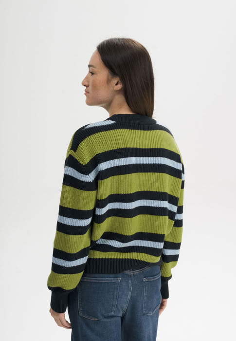 Pullover Rippstrick Adah Stripes seaweed gestreift von MELAWEAR Pullover Rippstrick Adah Stripes seaweed gestreift von MELAWEAR