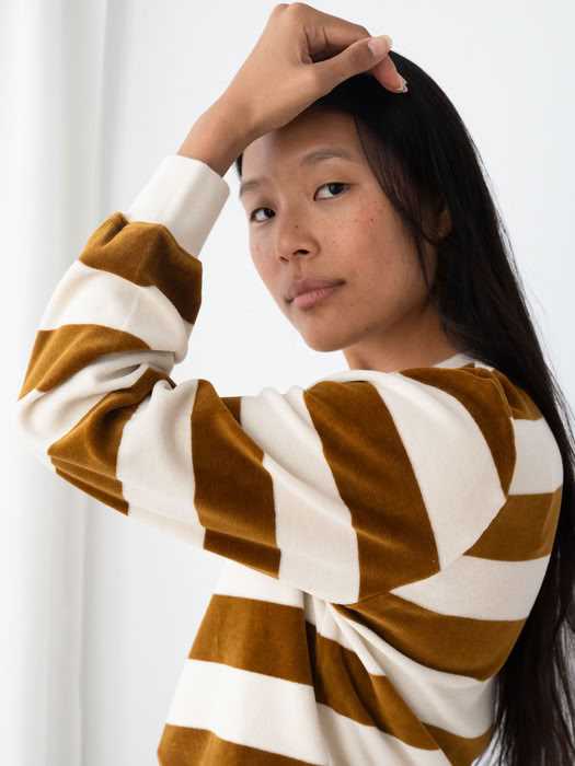 Sweater Hawi gold brown stripes von TWOTHIRDS