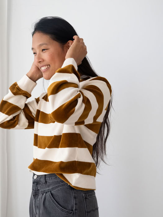 Sweater Hawi gold brown stripes von TWOTHIRDS