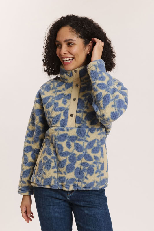 Fleece-Schlupfjacke Jorgaa blue botanics von Tranquillo