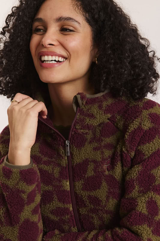 Teddy-Fleecejacke Alinaa burgundy botanics von Tranquillo