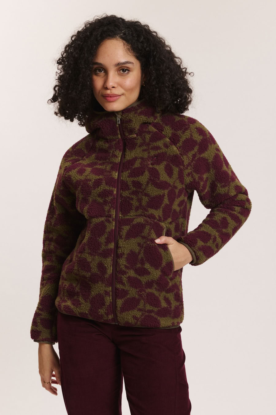 Teddy-Fleecejacke Alinaa burgundy botanics von Tranquillo