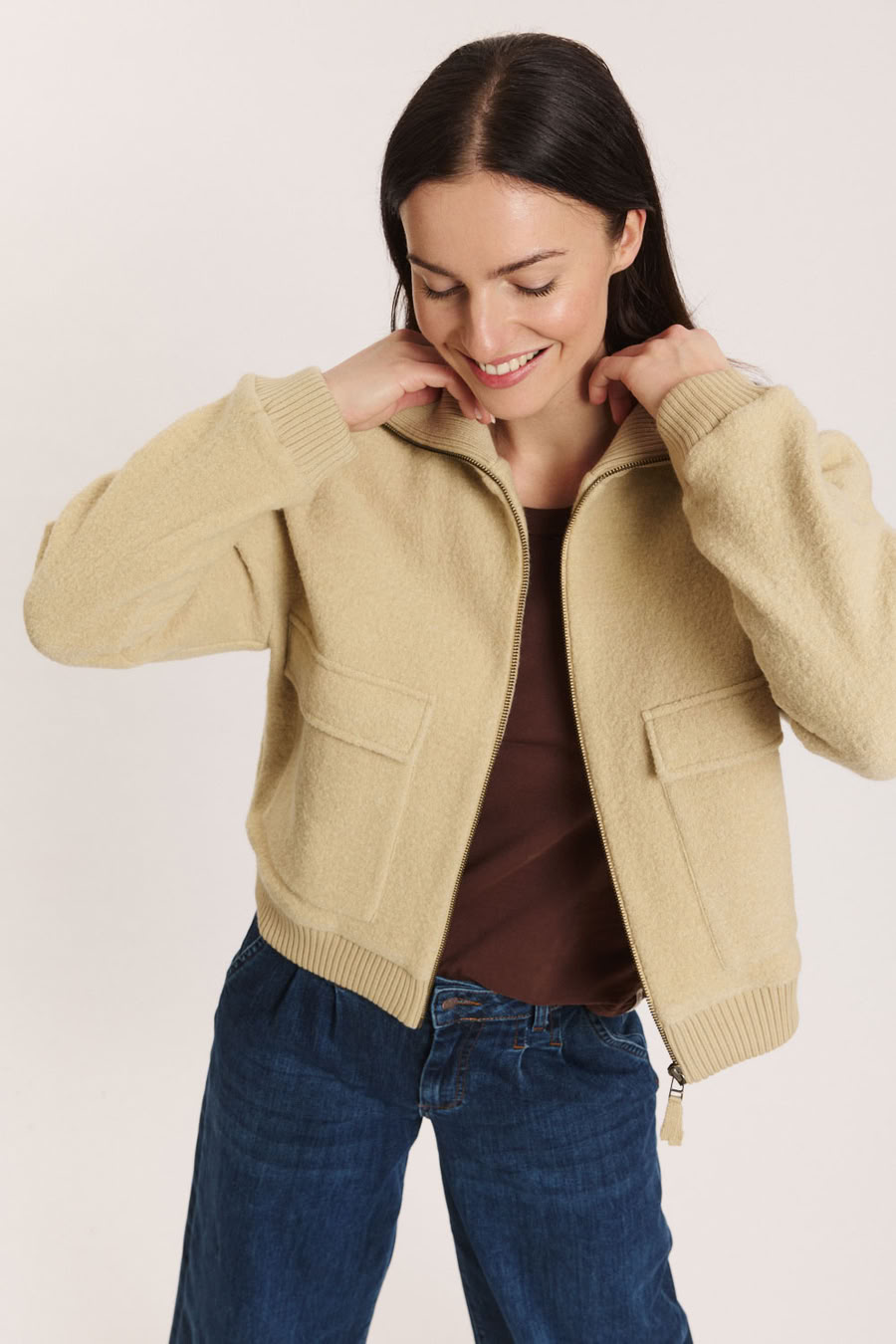 Wollwalk-Jacke Miriaam mojave sand von Tranquillo