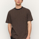 T-Shirt Delonix Stripes vintage brown von recolution